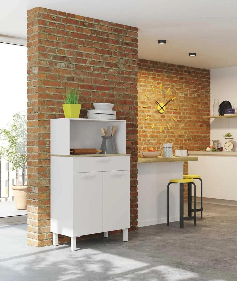 Aparador de cocina bajo y de color blanco del modelo KIRA en Leroy Merlin