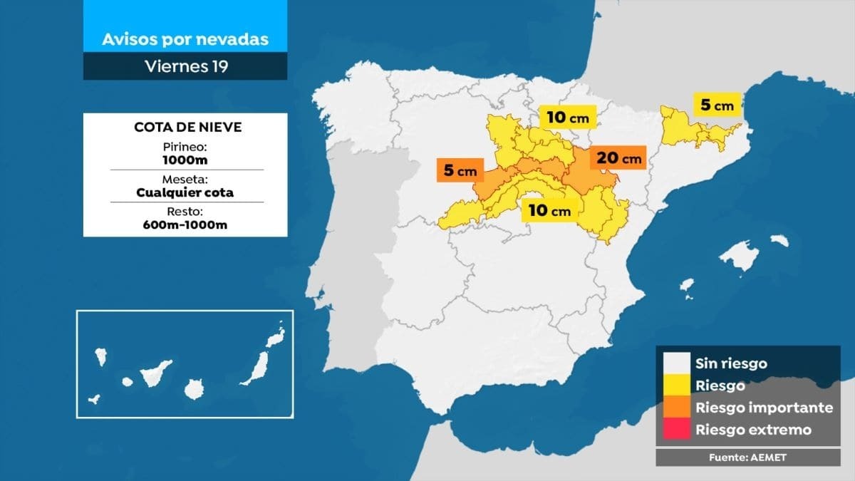 Nevadas en España para este viernes 19 de enero | Antena 3