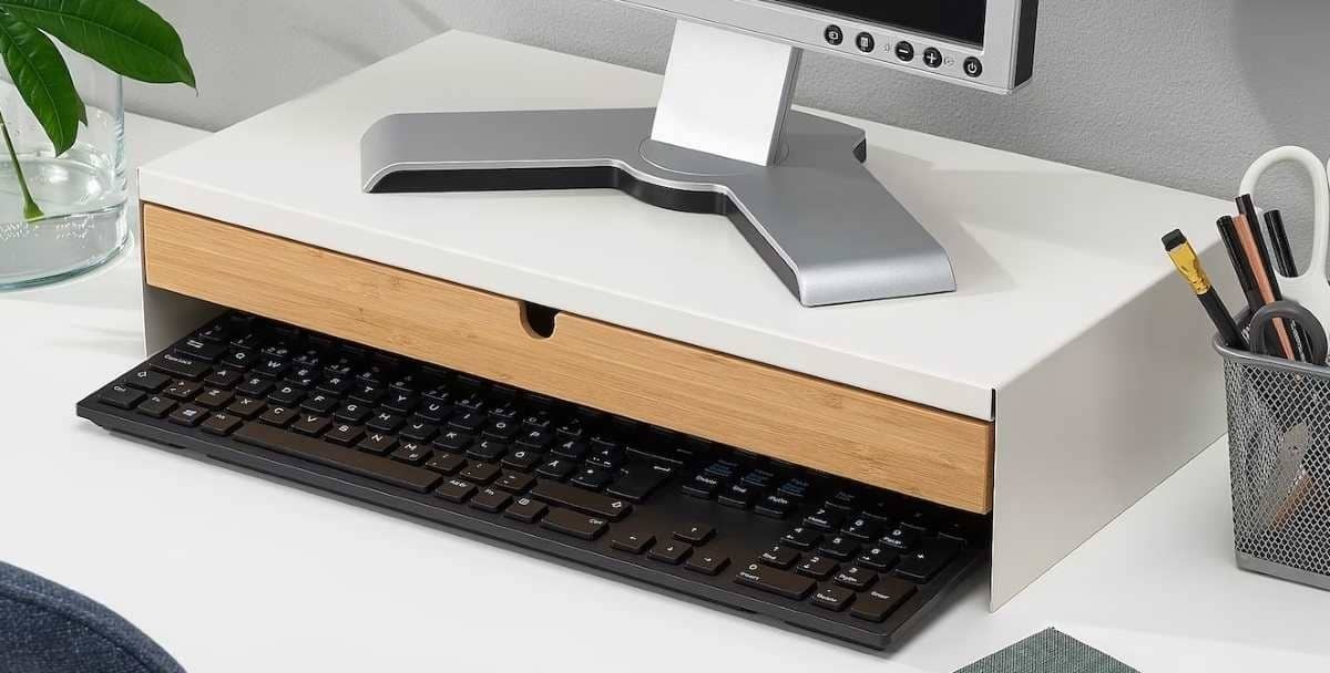 ELLOVEN Base monitor con cajón, blanco de Ikea