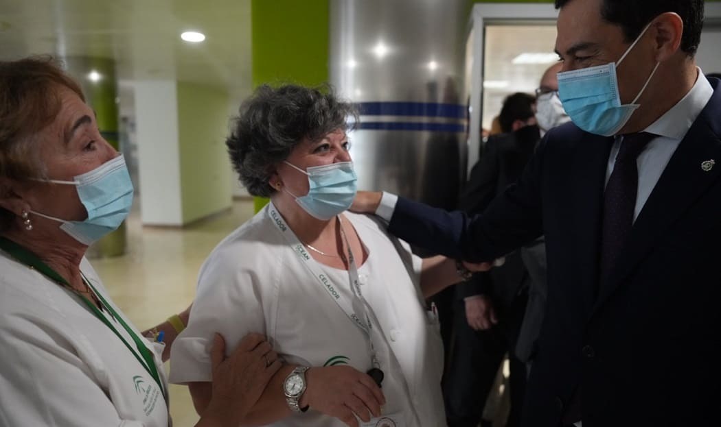 El mandatario andaluz en la inauguración del PET-TAC