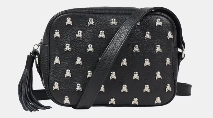 Bandolera pequeña de piel con calaveras All Over Scalpers
