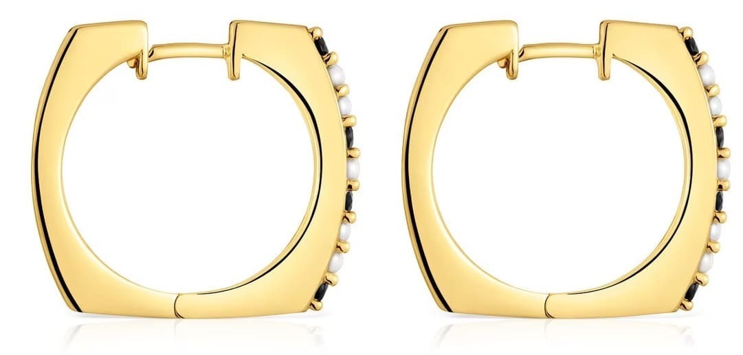 Pendientes de aro de oro, plata y gemas Basic Colors de Tous