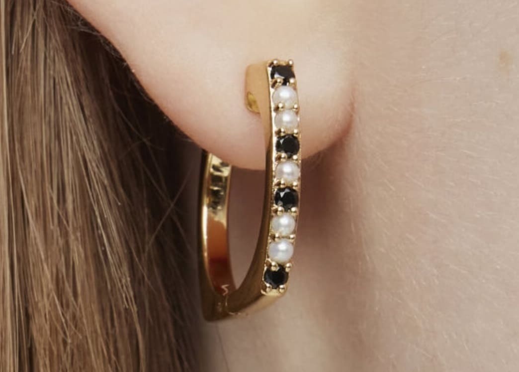 Pendientes de aro de oro, plata y gemas Basic Colors de Tous