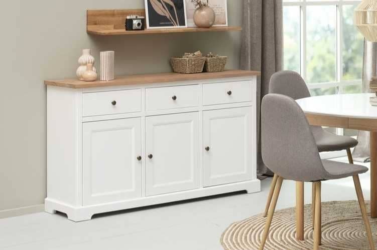 Aparador VISLINGE 3 puertas 3 cajones natural blanco de JYSK