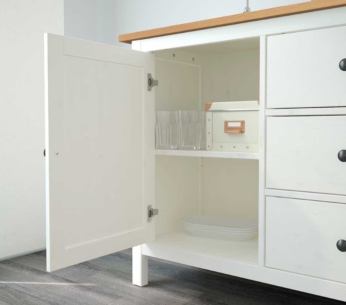 HEMNES Aparador, tinte blanco y marrón claro de IKEA