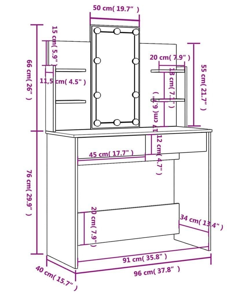 El tocador con luces LED de color blanco de Carrefour