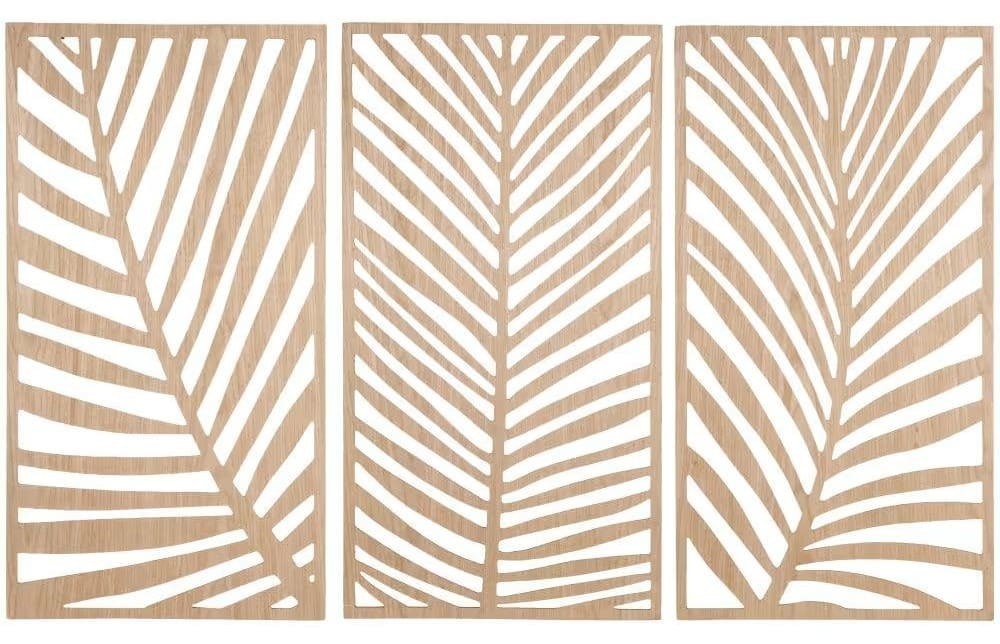 Tríptico de madera con diseño de hojas BENTOS