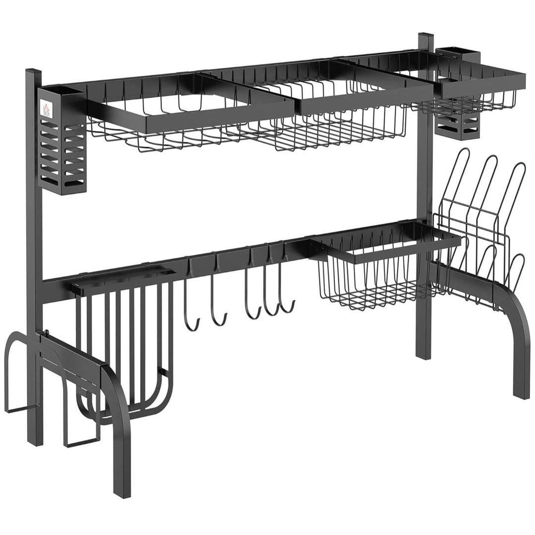 Escurreplatos de acero de 2 niveles HOMCOM
