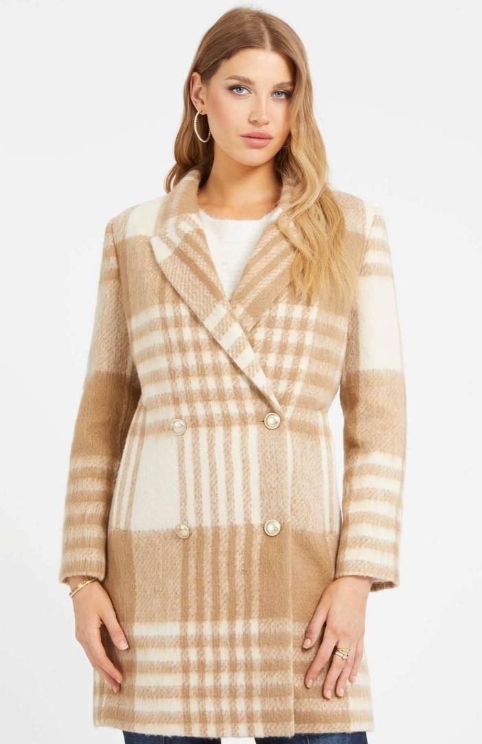 Abrigo a cuadros de mezcla de lana de Guess
