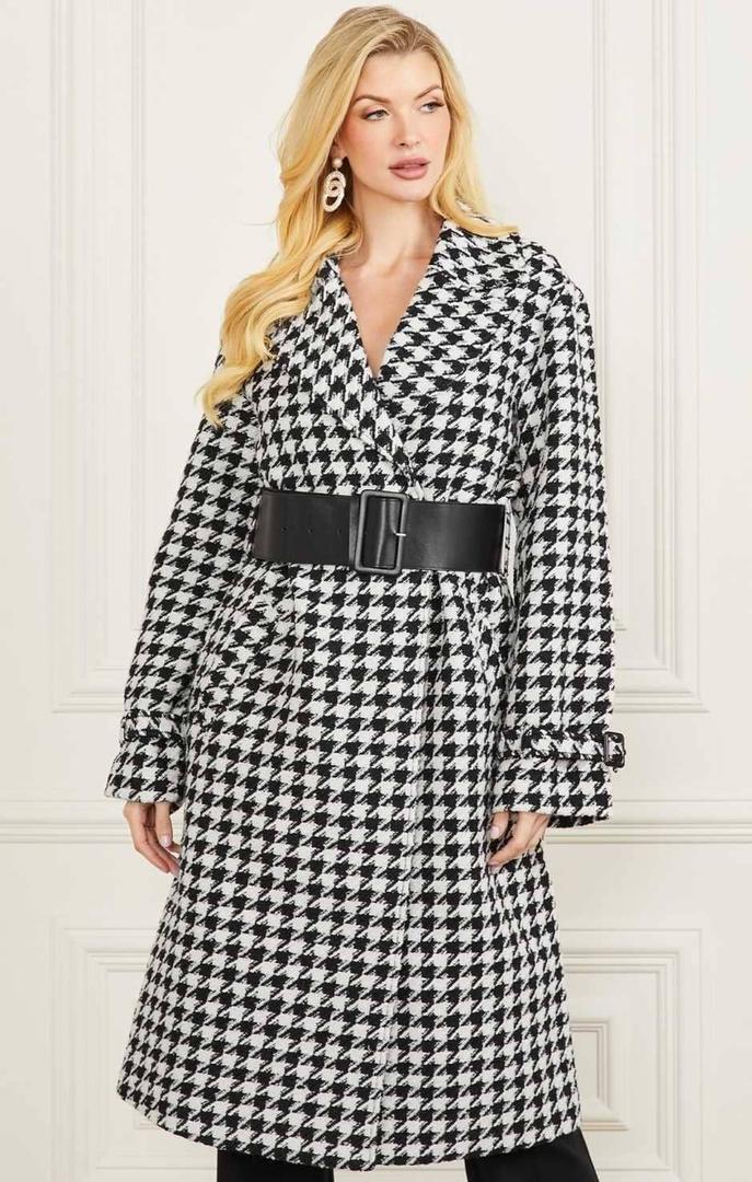 Abrigo de mezcla de lana con pata de gallo marciano de Guess