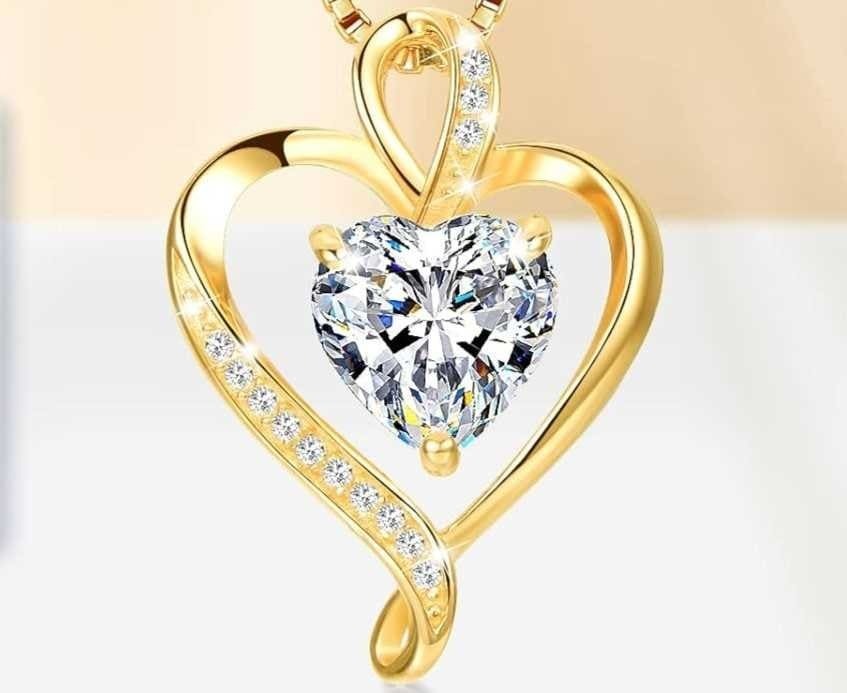 LAVUMO Collares Mujer Amor Colgante de Corazón Oro Rosa de Amazon