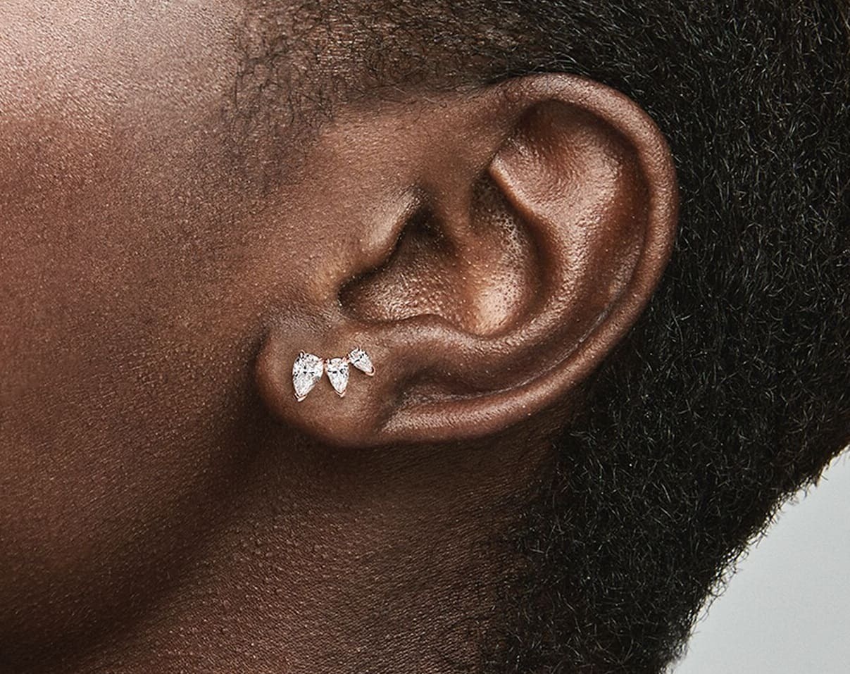 pendientes de botón brillantes de oro rosa de Pandora