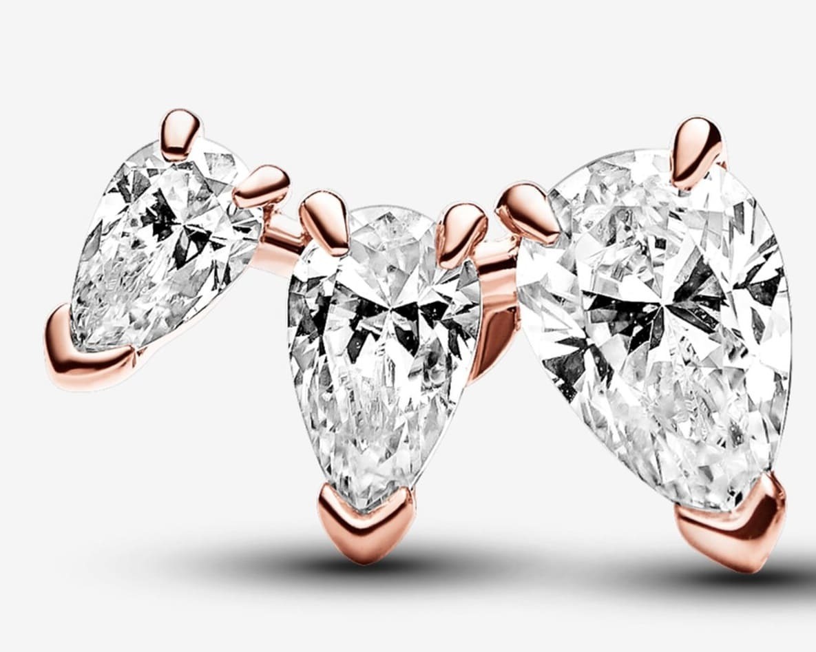 pendientes de botón brillantes de oro rosa de Pandora