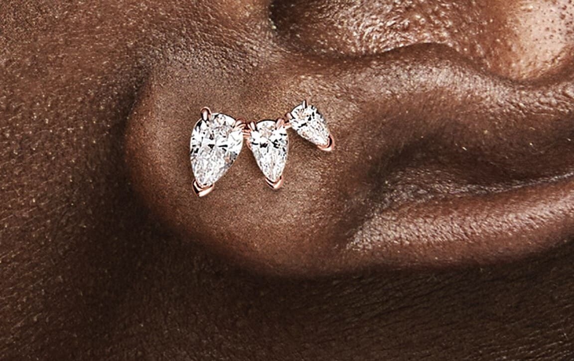 pendientes de botón brillantes de oro rosa de Pandora