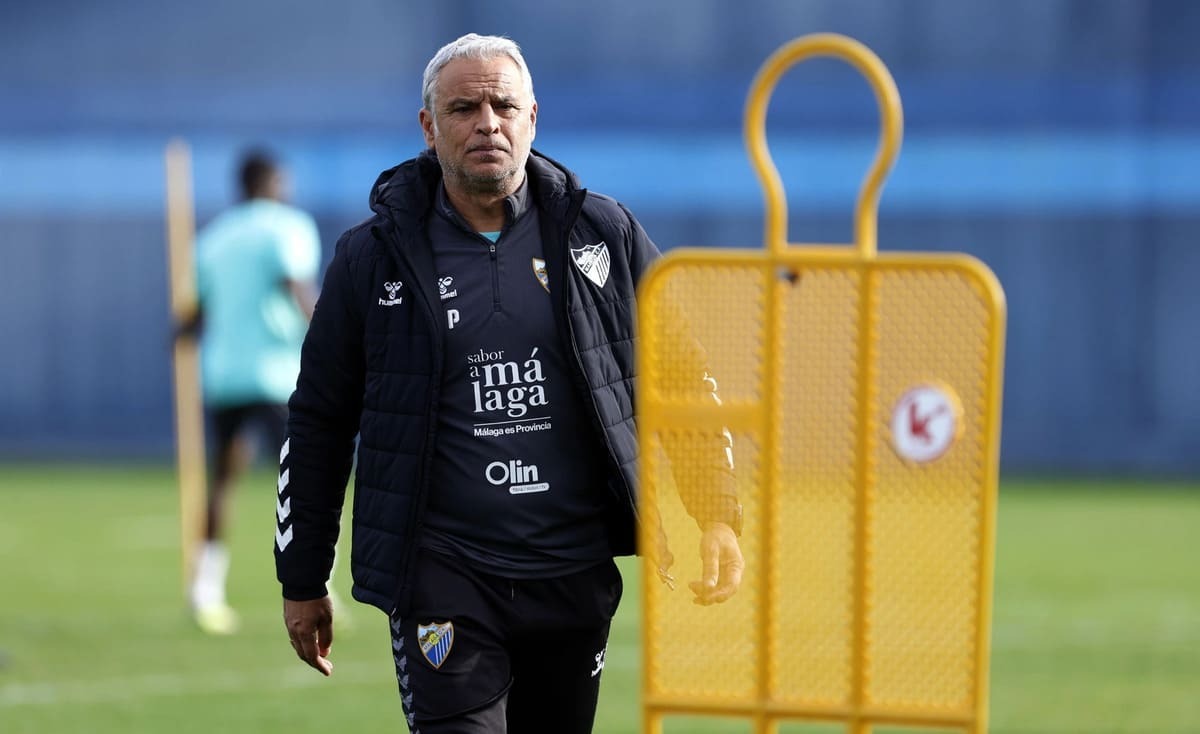 Sergio Pellicer durante un entrenamiento del Málaga CF