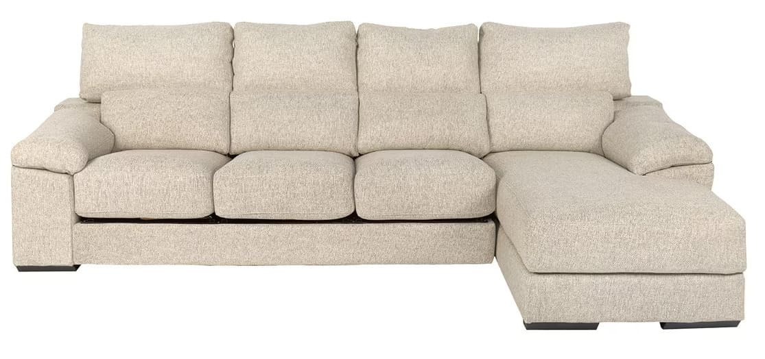 El sofá de 5 plazas con 3 asientos deslizantes y chaiselongue beige Jerte de El Corte Inglés