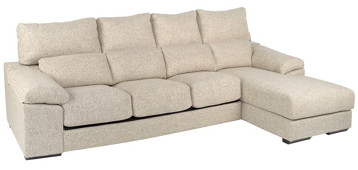 El sofá de 5 plazas con 3 asientos deslizantes y chaiselongue beige Jerte de El Corte Inglés