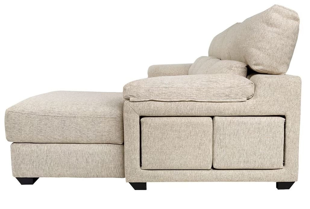 El sofá de 5 plazas con 3 asientos deslizantes y chaiselongue beige Jerte de El Corte Inglés