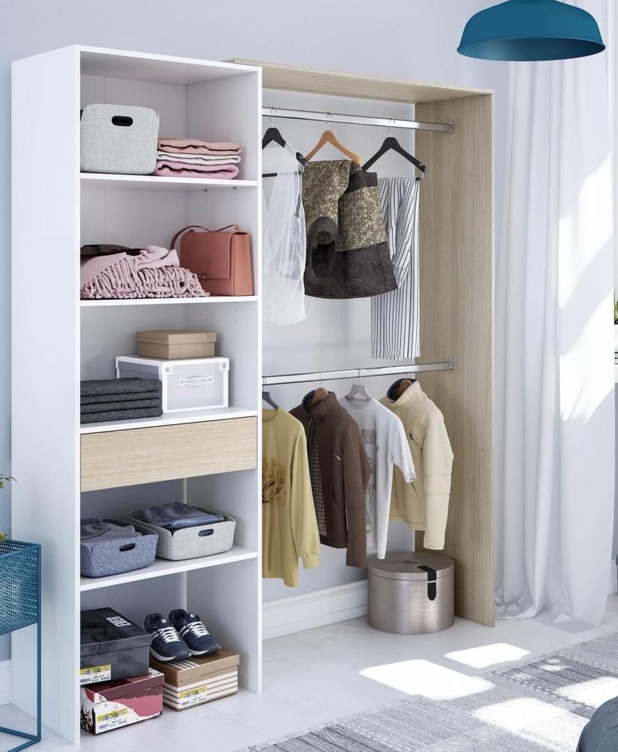 Armario vestidor con estantes y barras de FORES en Carrefour