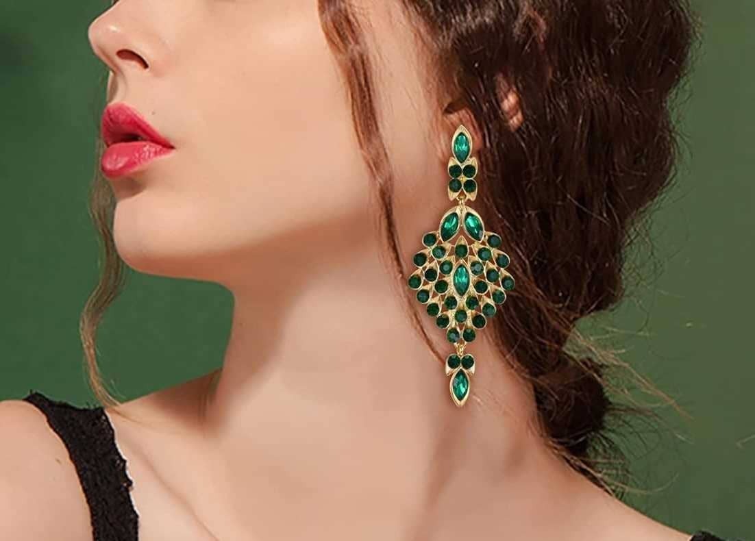 Pendientes Colgantes de Cristal con Diamantes de Imitación de Amazon