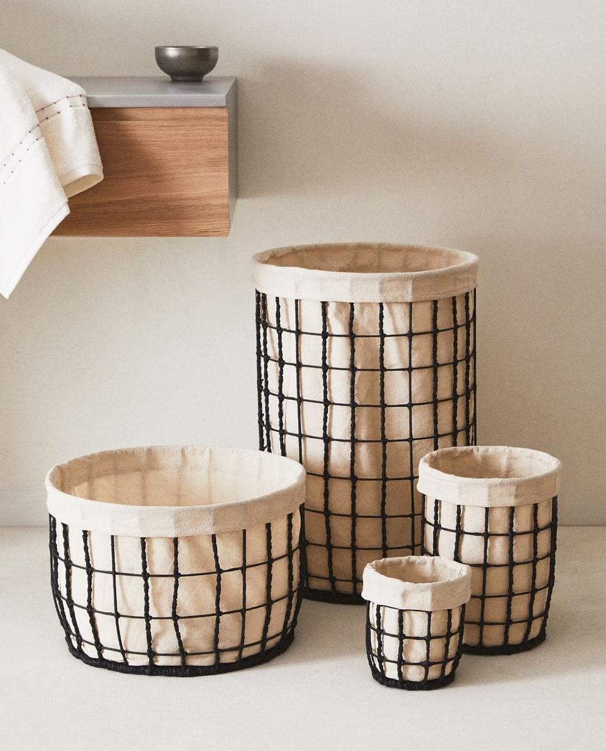 Cesta de hierro y papel