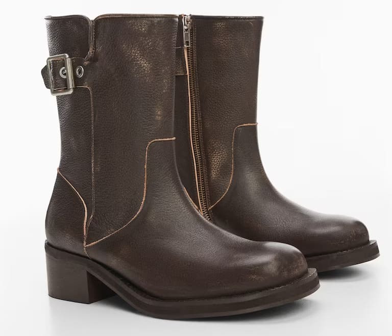 El botín biker de piel de Mango