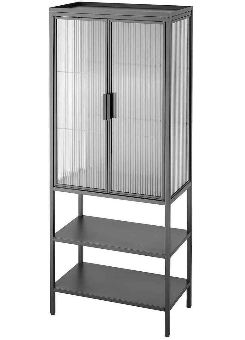 MOSSJÖN Vitrina con 2 puertas, antracita de Ikea