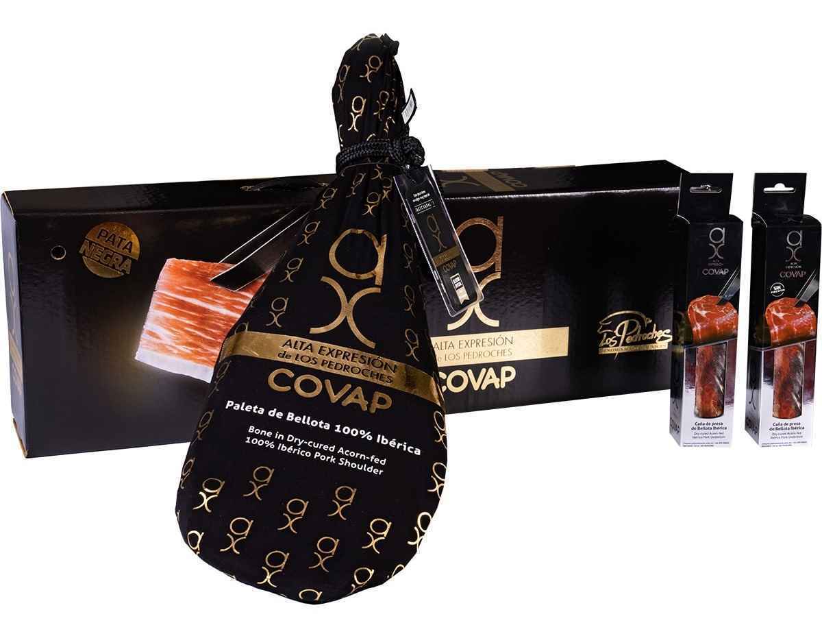 Estuche con paleta de bellota 100% ibérica pieza 4 kg + 2 cañas de presa de bellota ibéricas en El Corte Inglés
