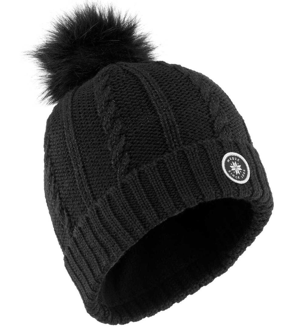 Gorro de Invierno Adulto Wedze Torsades Trenzas Negro de Decathlon