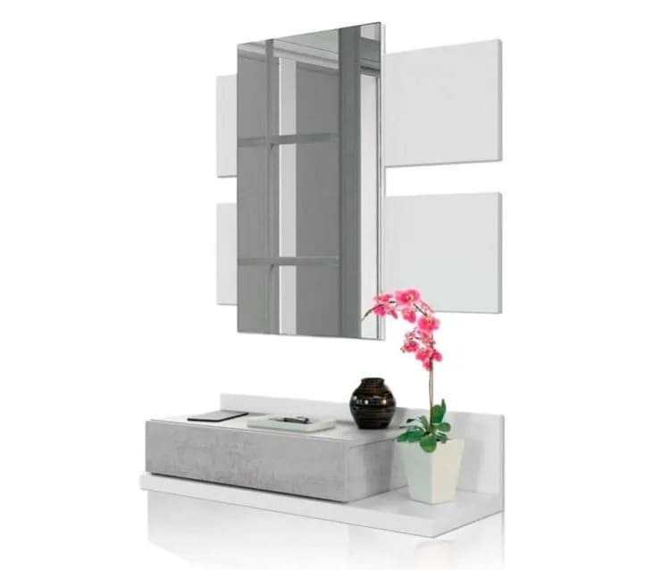 El mueble de recibidor Tekkan Blanco Artik y gris cemento de Leroy Merlin