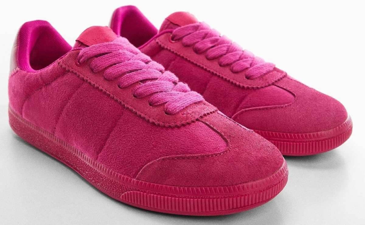 Deportiva piel monocolor de Mango Outlet