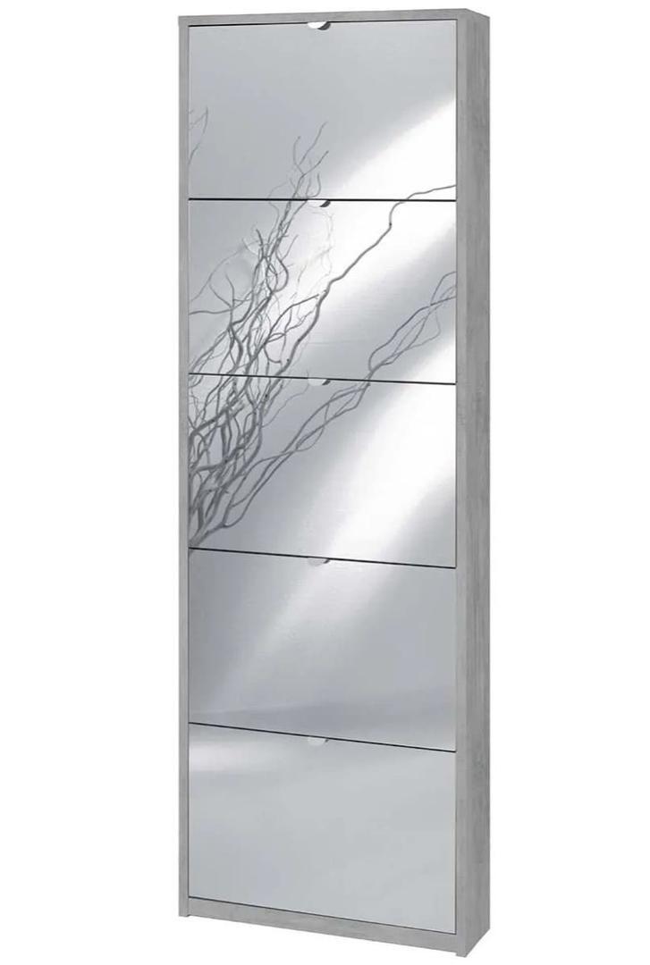 Zapatero estrecho con 5 puertas espejadas Beton