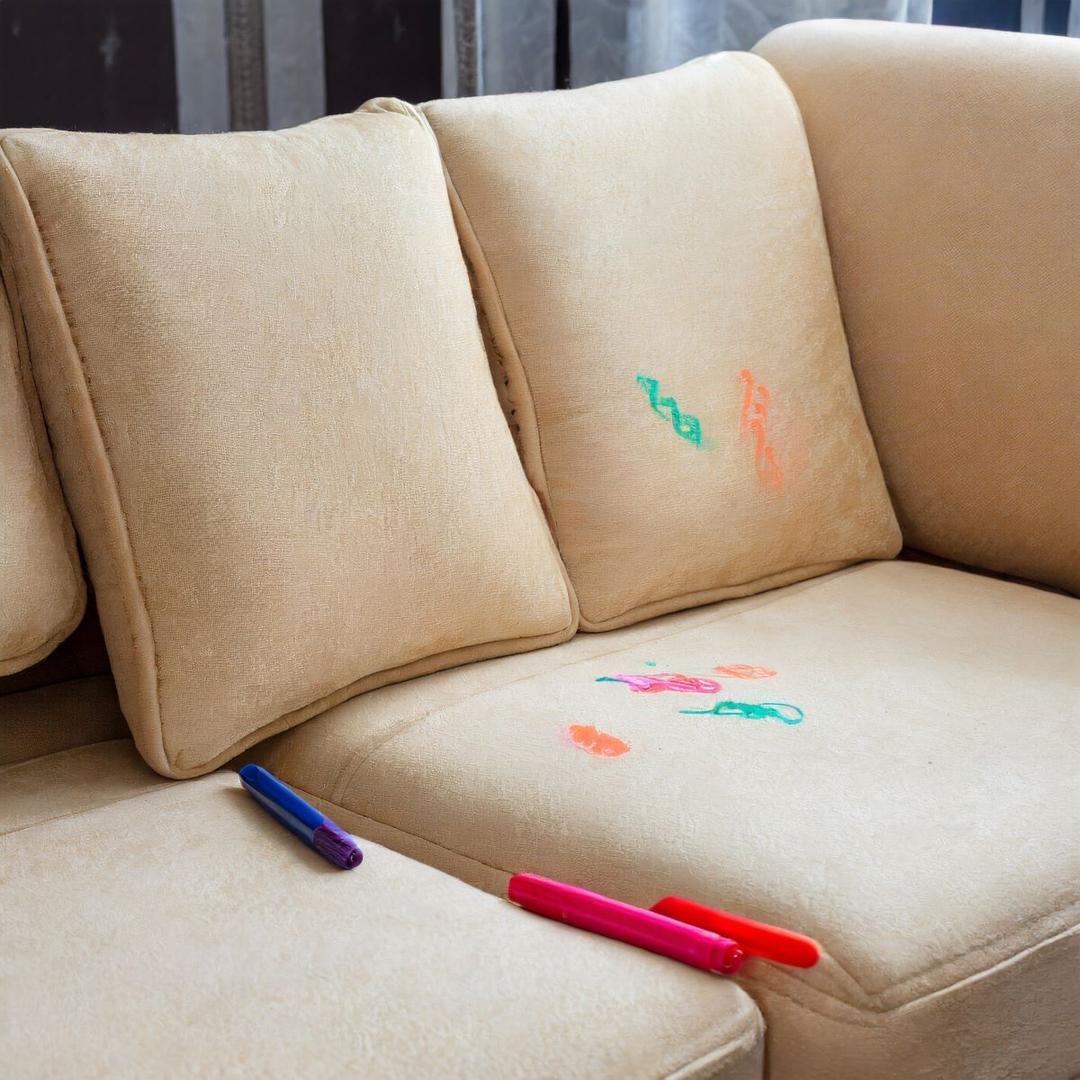 Manchas de rotulador en el sofá