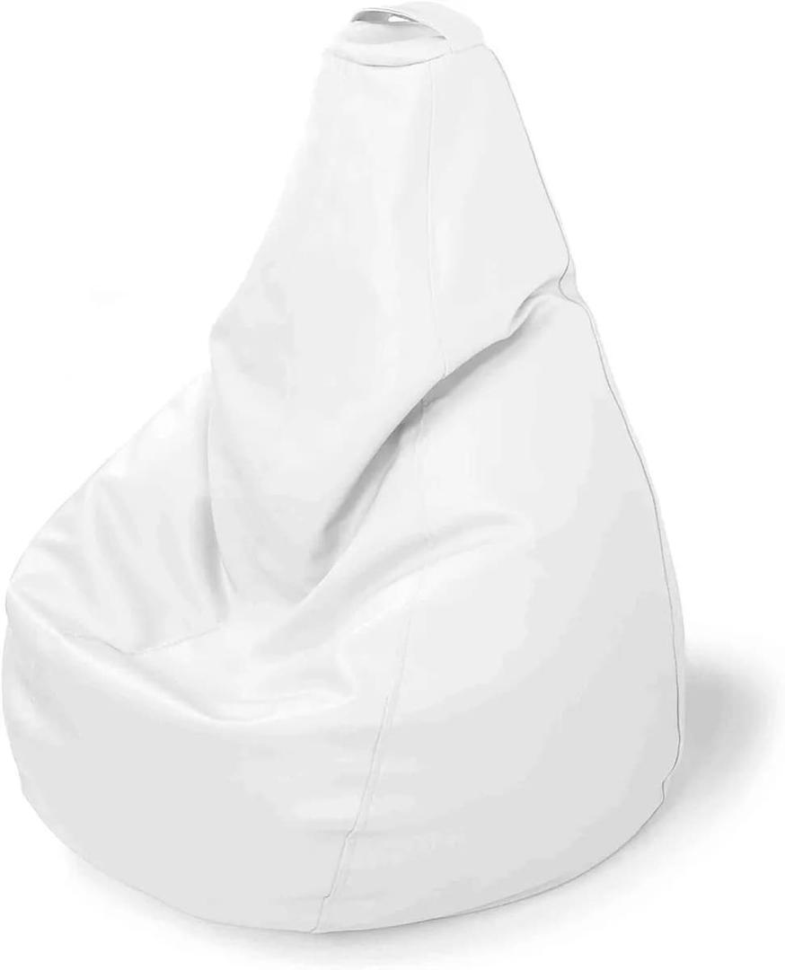 El puff blanco XL de polipiel con relleno incluido y forma de pera de Leroy Merlin