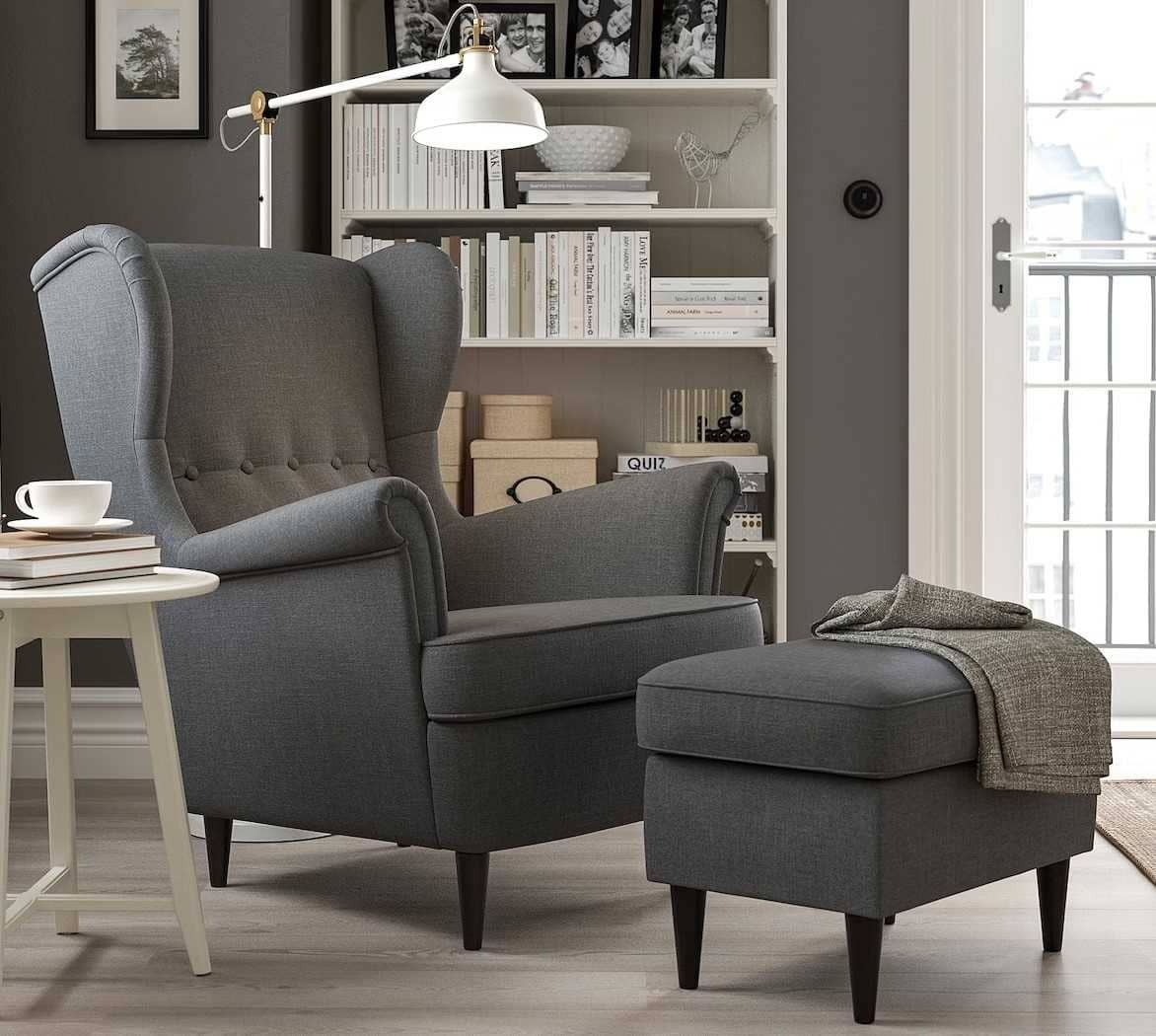 STRANDMON Sillón orejero Nordvalla gris oscuro de Ikea