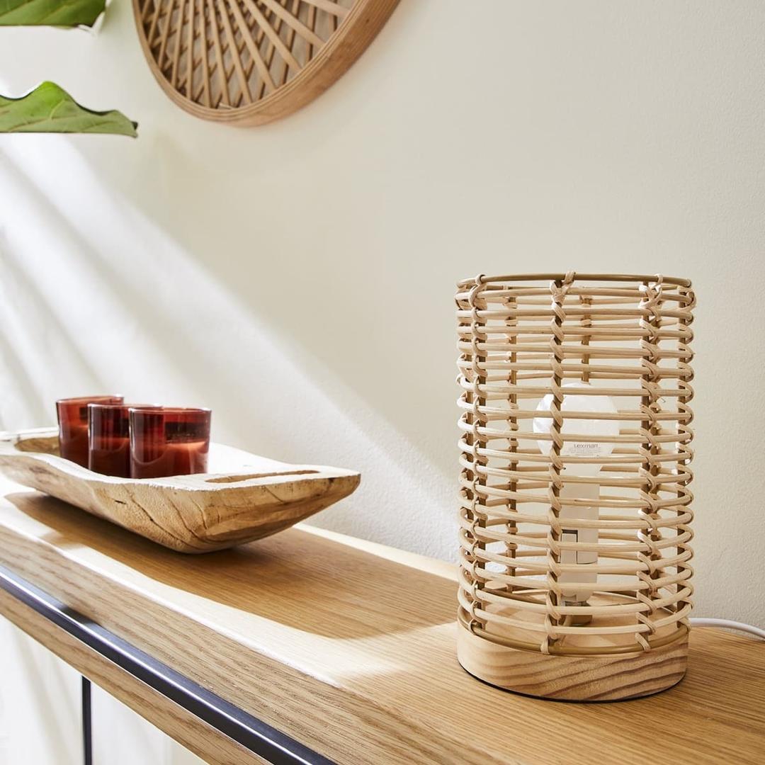 Lámpara de mesa Poppy de mimebre beige INSPIREde Leroy Merlin