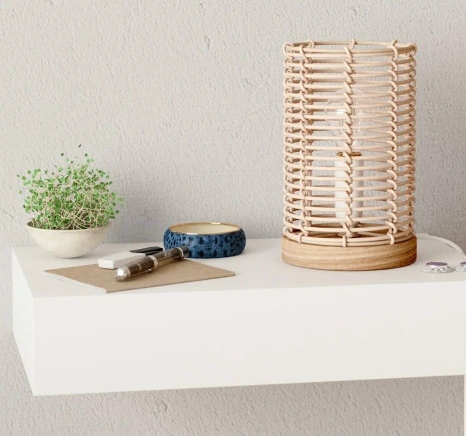 Lámpara de mesa Poppy de mimebre beige INSPIREde Leroy Merlin