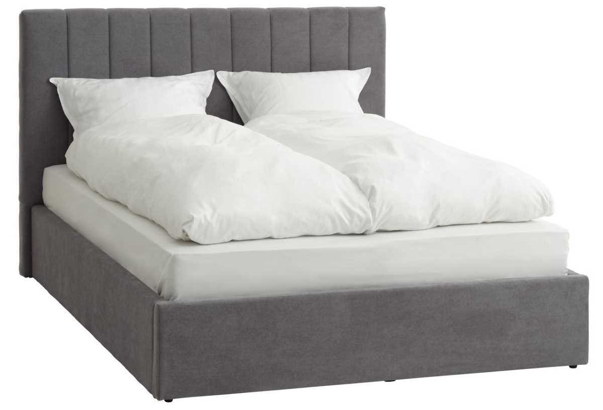 Estructura cama HASLEV almacenaje tela gris oscuro de JYSK