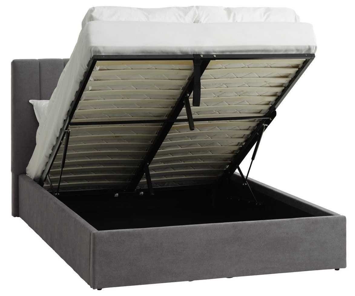 Estructura cama HASLEV almacenaje tela gris oscuro de JYSK