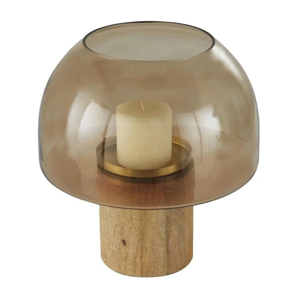 Portavelas de cristal ahumado