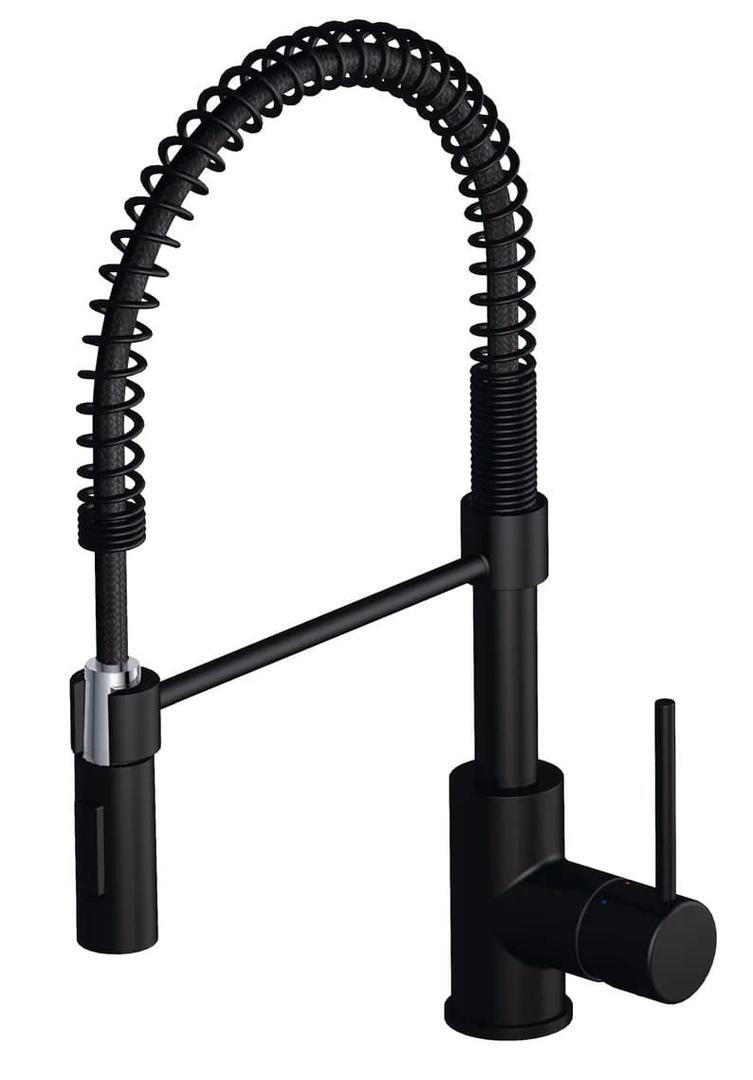 El grifo de cocina monomando con caño extraíble DELINA Thomas en color negro de Leroy Merlin