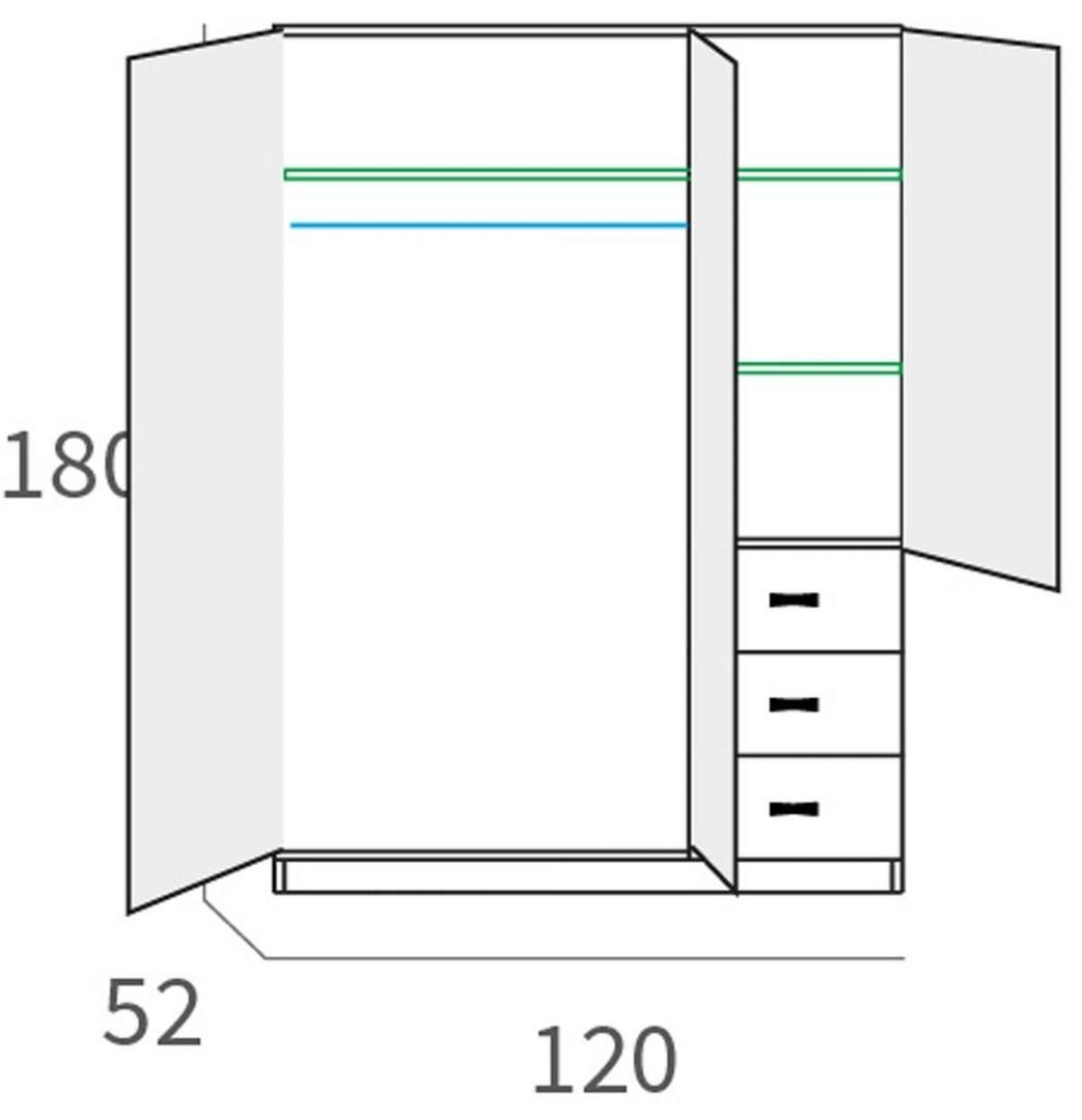 El armario de tres puertas y tres cajones Carrefour Home Milan de roble