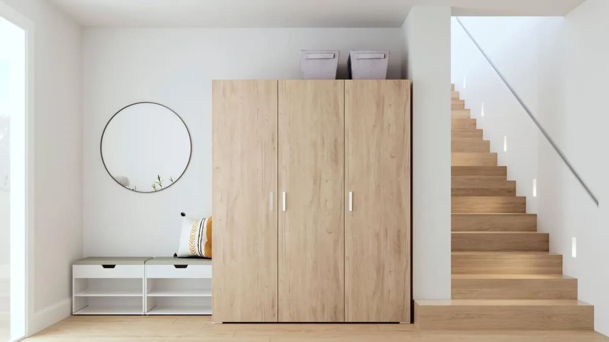 El armario ropero con puertas abatibles One One Roble de Leroy Merlin