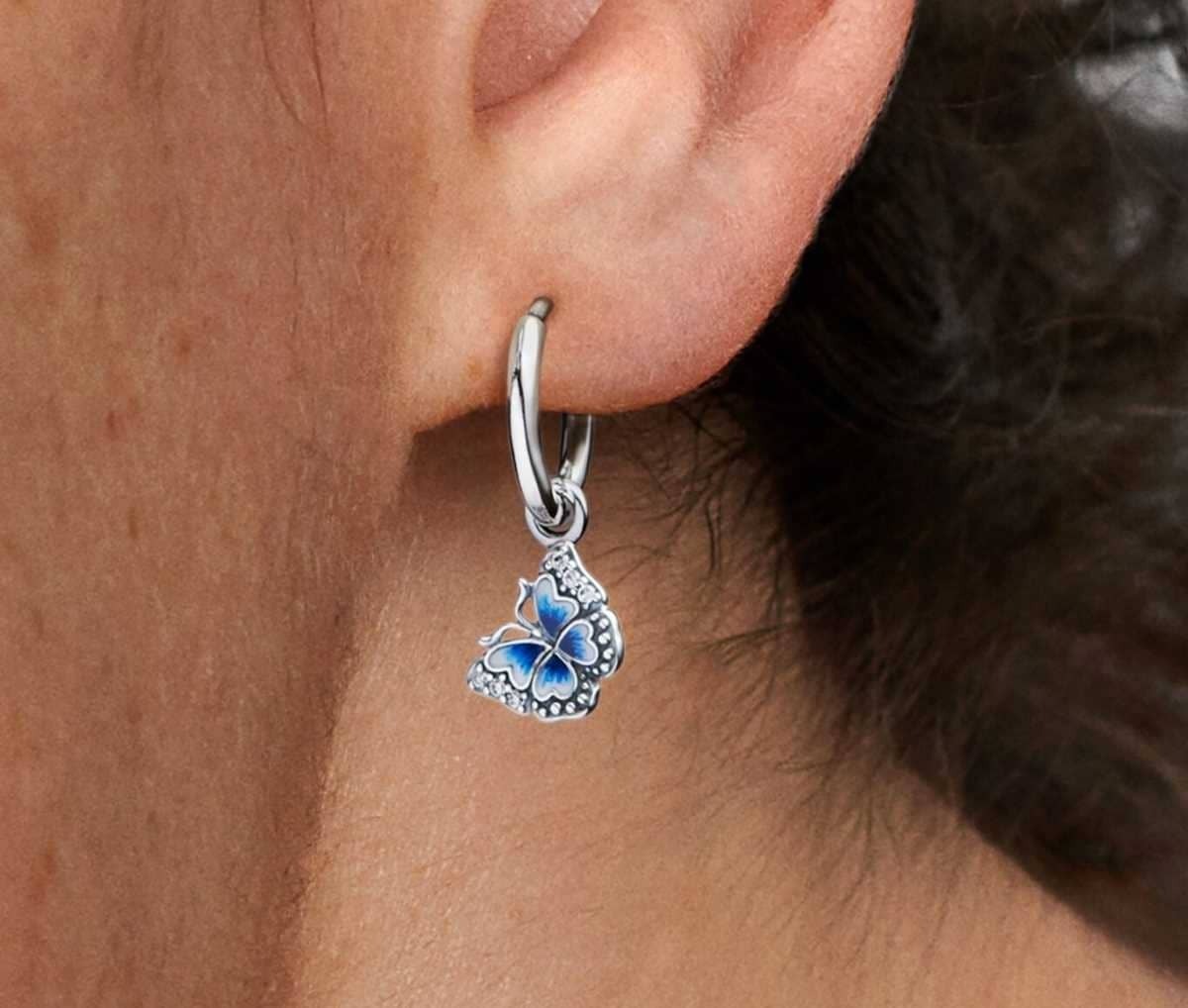 Pendientes de Aro Mariposa Azul de Pandora