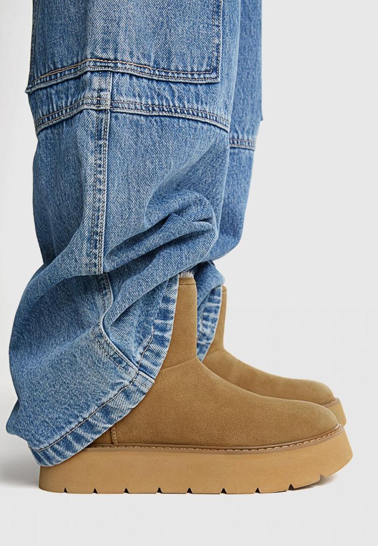 Botines planos con forro de pelo