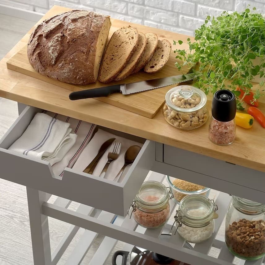 El carrito de abedul de color gris FÖRHÖJA de Ikea