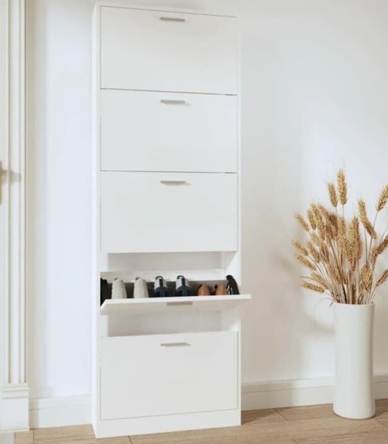 vidaXL Mueble zapatero madera contrachapada blanco brillo de Leroy Merlin