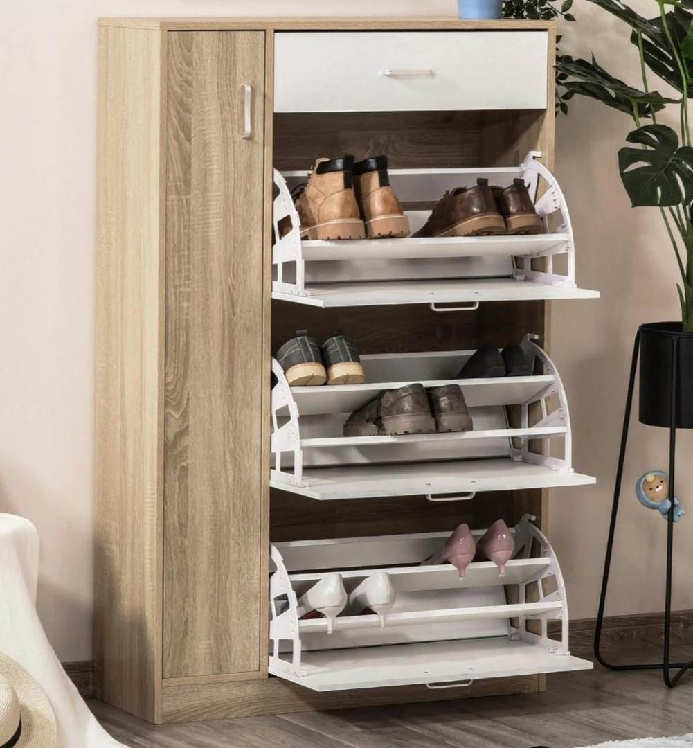 Zapatero Homcom madera natural 84x30x132 cm melamina de madera de Leroy Merlin