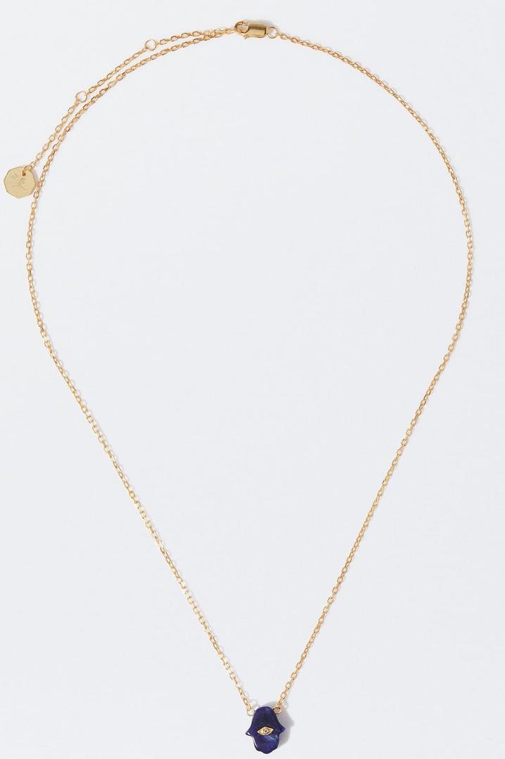 Collar de plata 925 con piedra sodalita motivo mano de Fatima de Parfois