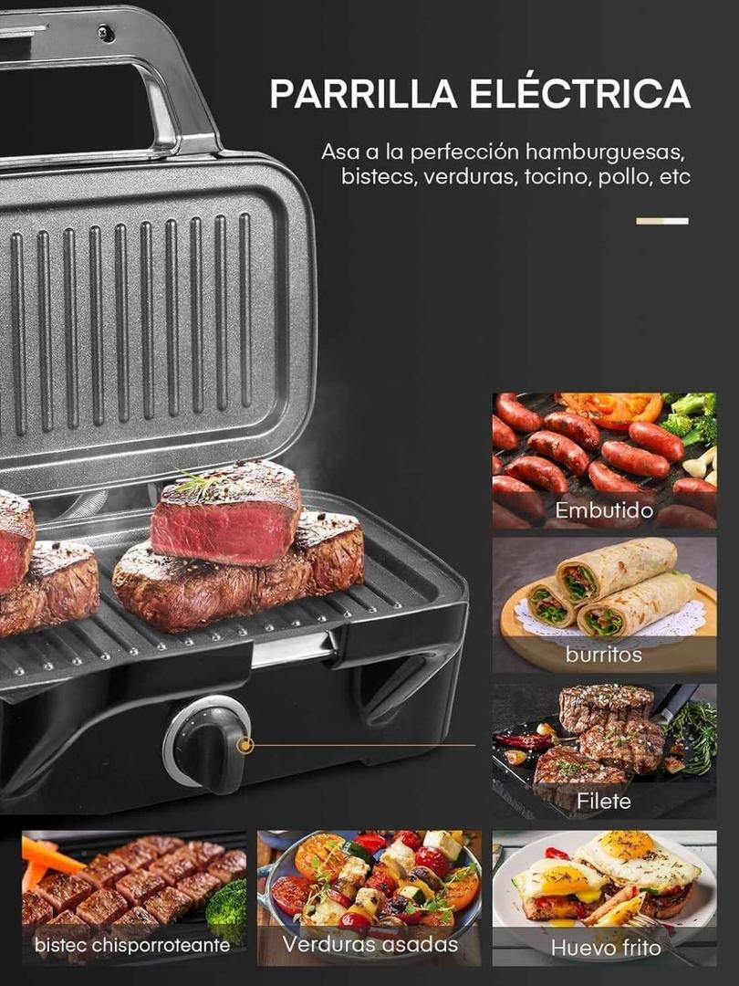 Gofrera 3 en 1, Plancha para Sandwichera con Regulador de Temperatura